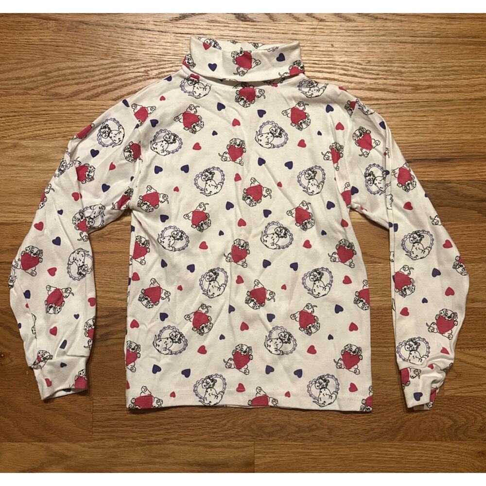 Vintage Disney 101 Dalmatians AOP Turtle Neck Kids Shirt Size Medium 7/8